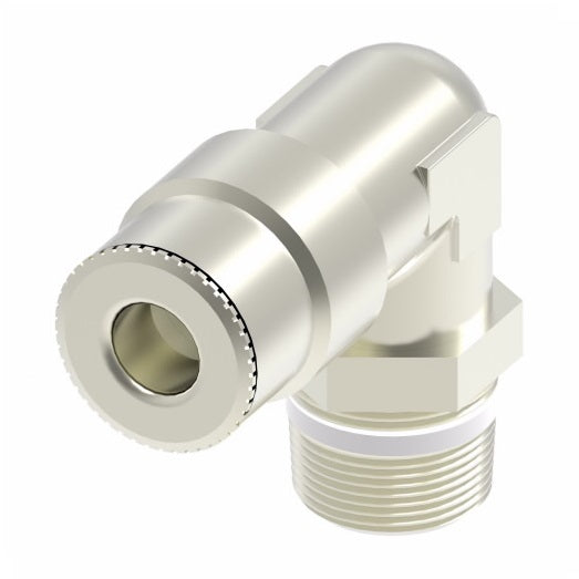 1169PX8S by Danfoss | Push to Connect Plus Adapter | Swivel Male 90° Elbow | 1/2" Tube OD x 3/8" Male Pipe | Nickel Plated Brass