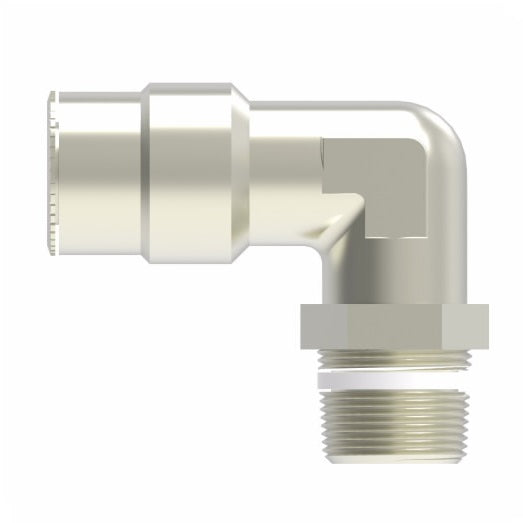 1169PX4X4S by Danfoss | Push to Connect Plus Adapter | Swivel Male 90° Elbow | 1/4" Tube OD x 1/4" Male Pipe | Nickel Plated Brass
