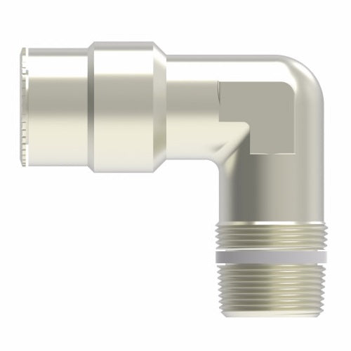 1169X4MX2PT by Danfoss | Metric Push to Connect Adapter | Male Connector 90° Elbow (Universal BSPT/BSPP) | 4mm Tube OD x 1/8" Male BSPT | Nickel Plated Brass