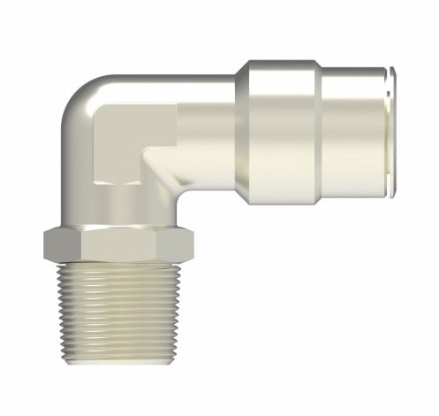1169X5X6S by Danfoss | Push to Connect Adapter | Swivel Male 90° Elbow | 5/16" Tube OD x 3/8" Male NPTF | Nickel Plated Brass