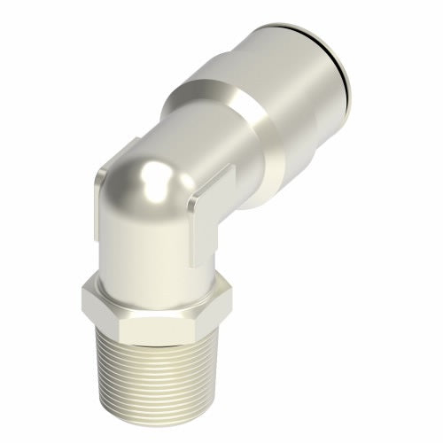 1169X5S by Danfoss | Push to Connect Adapter | Swivel Male 90° Elbow | 5/16" Tube OD x 1/8" Male NPTF | Nickel Plated Brass