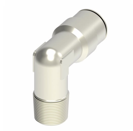 1169X6 by Danfoss | Push to Connect Adapter | Male 90° Elbow | 3/8" Tube OD x 1/4" Male NPTF | Nickel Plated Brass