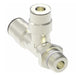 1171X4S by Danfoss | Push to Connect Adapter | Swivel Male Run Tee | 1/4" Tube OD x 1/8" Male NPTF x 1/4" Tube OD | Nickel Plated Brass