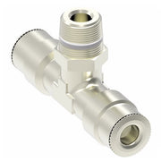 1172X4MX5MMS by Danfoss | Metric Push to Connect Adapter | Swivel Male Branch Tee | 4mm Tube OD x 4mm Tube OD x M5 Male Metric Swivel | Nickel Plated Brass