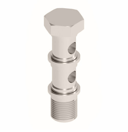 1185X2X4 by Danfoss | Push to Connect Adapter | Double Stud Manifold | 1/4" Male Pipe | Nickel Plated Brass