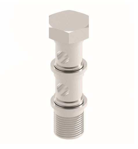 1185X2X4 by Danfoss | Push to Connect Adapter | Double Stud Manifold | 1/4" Male Pipe | Nickel Plated Brass