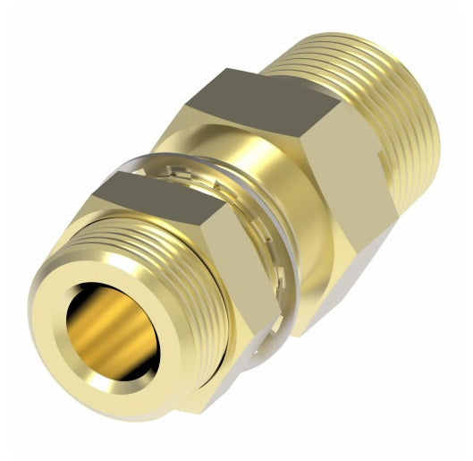 1340 by Danfoss | Air Brake Adapter for Copper Tubing | Bulkhead Coupling (2.16" Length) | 1/2" Male Pipe x 1/4" Female Pipe x 3/4" Male UNF | Brass