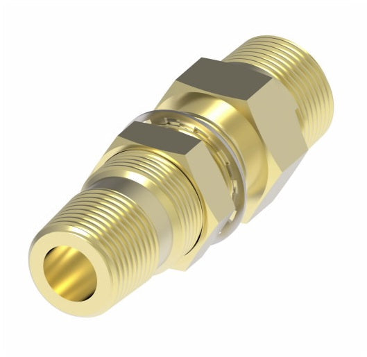 1343 by Danfoss | Air Brake Adapter for Copper Tubing | Bulkhead Coupling (3.94" Length) | 1/2" Male Pipe x 1/4" Male Pipe | Brass