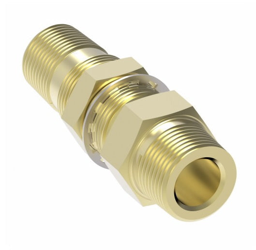 1342 by Danfoss | Air Brake Adapter for Copper Tubing | Bulkhead Coupling (2.94" Length) | 1/2" Male Pipe x 1/4" Male Pipe | Brass