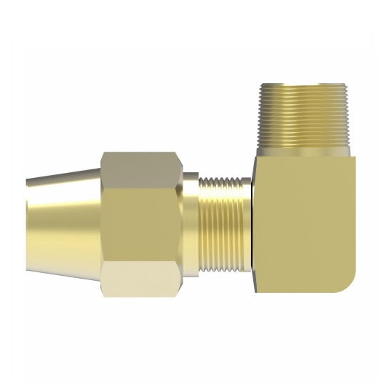 1369X8L by Danfoss | Air Brake Adapter for Copper Tubing | Male Connector Long 90° Elbow | 1/2" Tube OD x 3/8" Male Pipe | Brass