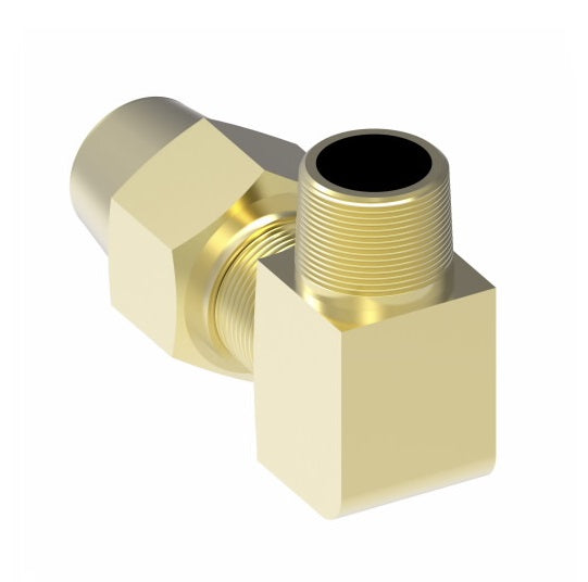 1369X6L by Danfoss | Air Brake Adapter for Copper Tubing | Male Connector Long 90° Elbow | 3/8" Tube OD x 1/4" Male Pipe | Brass
