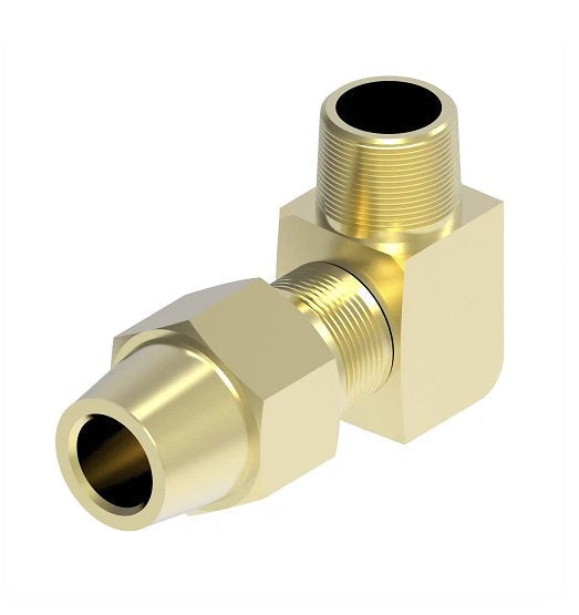 1369X8X4 by Danfoss | Air Brake Adapter for Copper Tubing | Male Connector 90° Elbow | 1/2" Tube OD x 1/4" Male Pipe | Brass