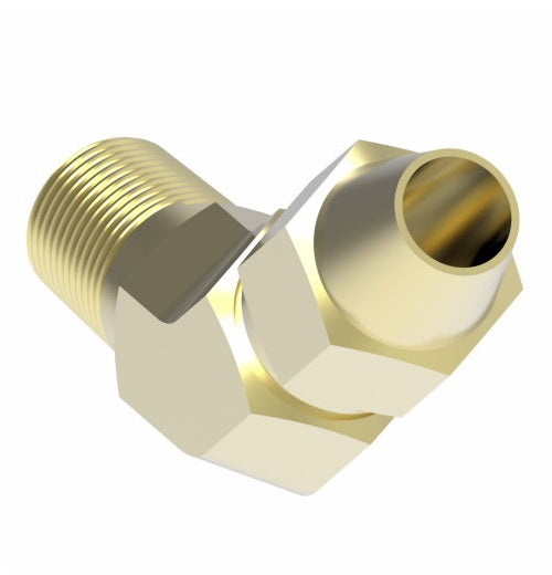 1380X8 by Danfoss | Air Brake Adapter for Copper Tubing | Male Connector 45° Elbow | 1/2" Tube OD x 3/8" Male Pipe | Brass