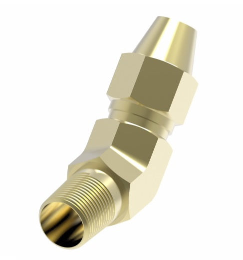 1380X6X6 by Danfoss | Air Brake Adapter for Copper Tubing | Male Connector 45° Elbow | 3/8" Tube OD x 3/8" Male Pipe | Brass