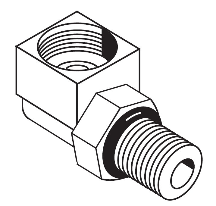 1437 by Danfoss | Ford Transmission 90° Elbow | 5/16-28 Tube OD x 1/8-27 Male BSPT | Brass