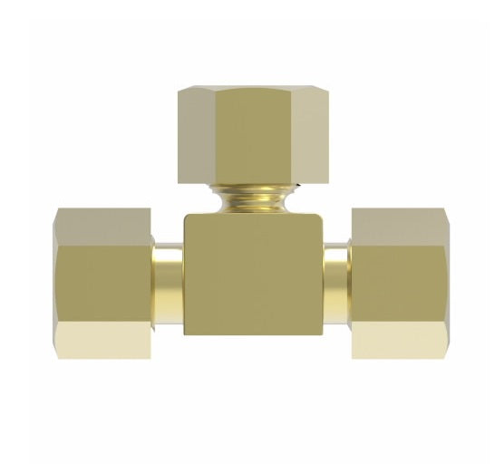 1464X4 by Danfoss | Air Brake Adapter for Nylon Tubing | Union Tee | 1/4" Tube OD x 1/4" Tube OD x 1/4" Tube OD Branch | Brass