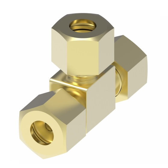 1464X8X8X6 by Danfoss | Air Brake Adapter for Nylon Tubing | Union Tee | 1/2" Tube OD x 1/2" Tube OD x 3/8" Tube OD Branch | Brass