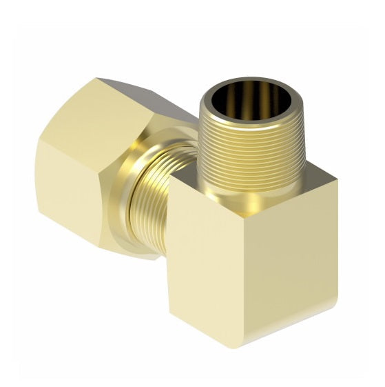 1469X8L by Danfoss | Air Brake Adapter for Nylon Tubing | Male Connector 90° Elbow (Long) | 1/2" Tube OD x 3/8" Male Pipe | Brass