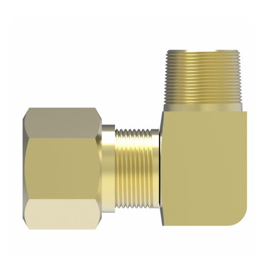 1469X8X4 by Danfoss | Air Brake Adapter for Nylon Tubing | Male Connector 90° Elbow | 1/2" Tube OD x 1/4" Male Pipe | Brass