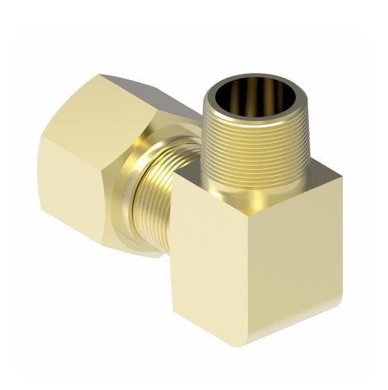 1469X4 by Danfoss | Air Brake Adapter for Nylon Tubing | Male Connector 90° Elbow | 1/4" Tube OD x 1/8" Male Pipe | Brass