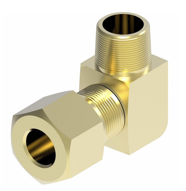 1469X8X4 by Danfoss | Air Brake Adapter for Nylon Tubing | Male Connector 90° Elbow | 1/2" Tube OD x 1/4" Male Pipe | Brass