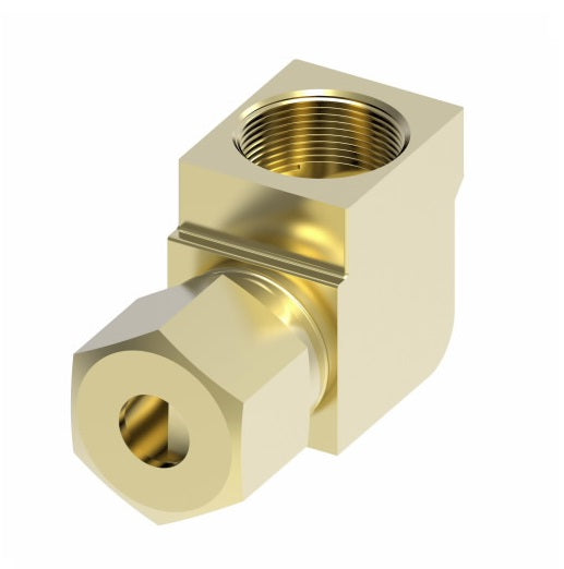 1470X4 by Danfoss | Air Brake Adapter for Nylon Tubing | Female Connector 90° Elbow | 1/4" Tube OD x 1/8" Female Pipe | Brass
