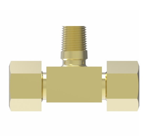 1472X6 by Danfoss | Air Brake Adapter for Nylon Tubing | Male Connector Branch Tee | 3/8" Tube OD x 3/8" Tube OD x 1/4" Male Pipe | Brass