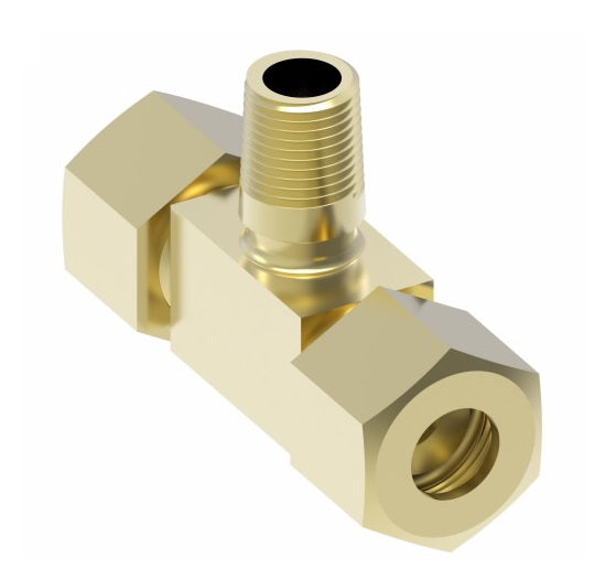 1472X8X8X4 by Danfoss | Air Brake Adapter for Nylon Tubing | Male Connector Branch Tee | 1/2" Tube OD x 1/2" Tube OD x 1/4" Male Pipe | Brass