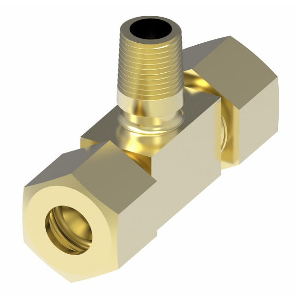 1472X4 by Danfoss | Air Brake Adapter for Nylon Tubing | Male Connector Branch Tee | 1/4" Tube OD x 1/4" Tube OD x 1/8" Male Pipe | Brass