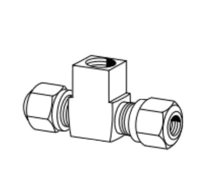 1477X10X10X4 by Danfoss | Air Brake Adapter for Nylon Tubing | Female Connector Branch Tee | 5/8" Tube OD x 5/8" Tube OD x 1/4" Female Pipe | Brass