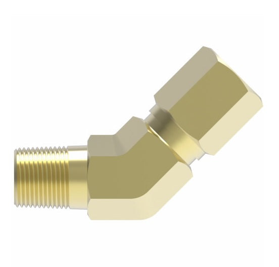 1480X8Z by Danfoss | Air Brake Adapter for Nylon Tubing | Male Connector 45° Elbow (with Sealant) | 1/2" Tube OD x 3/8" Male Pipe | Brass