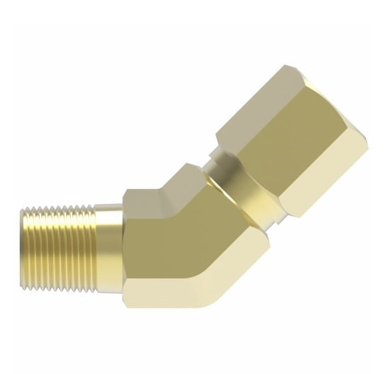 1480X8 by Danfoss | Air Brake Adapter for Nylon Tubing | Male Connector 45° Elbow | 1/2" Tube OD x 3/8" Male Pipe | Brass