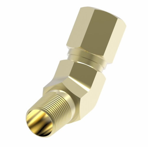 1480X6X6Z by Danfoss | Air Brake Adapter for Nylon Tubing | Male Connector 45° Elbow (with Sealant) | 3/8" Tube OD x 3/8" Male Pipe | Brass