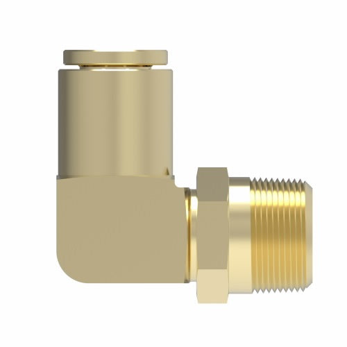 1869X6X8S by Danfoss | Quick Connect Air Brake Adapter | Male Connector 90° Elbow Swivel | 3/8" Tube OD x 1/2" Male NPTF | Brass