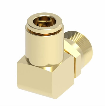 1869X4X6S by Danfoss | Quick Connect Air Brake Adapter | Male Connector 90° Elbow Swivel | 1/4" Tube OD x 3/8" Male NPTF | Brass