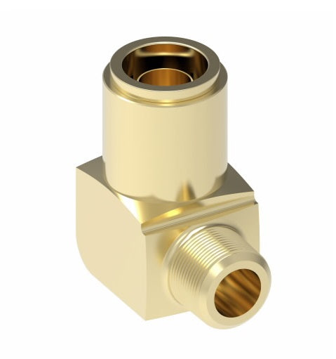 1869X4X6 by Danfoss | Quick Connect Air Brake Adapter | Male Connector 90° Elbow | 1/4" Tube OD x 3/8" Male NPTF | Brass