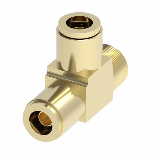 1871X4 by Danfoss | Quick Connect Air Brake Adapter | Male Run Tee | 1/4" Tube OD x 1/8" Male Pipe x 1/4" Tube OD | Brass