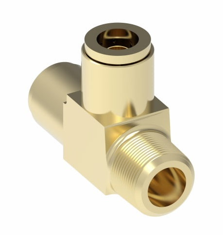 1871X4X4 by Danfoss | Quick Connect Air Brake Adapter | Male Run Tee | 1/4" Tube OD x 1/4" Male Pipe x 1/4" Tube OD | Brass