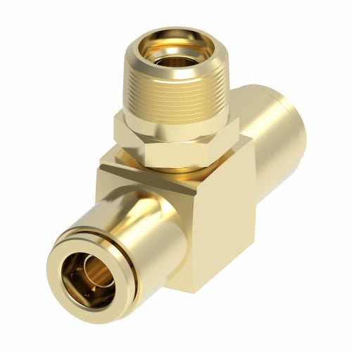 1872X6S by Danfoss | Quick Connect Air Brake Adapter | Swivel Male Branch Tee | 3/8" Tube OD x 3/8" Tube OD x 1/4" Male Pipe | Brass