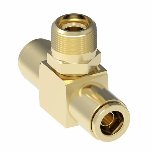 1872X8X4S by Danfoss | Quick Connect Air Brake Adapter | Swivel Male Branch Tee | 1/2" Tube OD x 1/2" Tube OD x 1/4" Male Pipe | Brass
