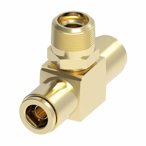 1872X4X4S by Danfoss | Quick Connect Air Brake Adapter | Swivel Male Branch Tee | 1/4" Tube OD x 1/4" Tube OD x 1/4" Male Pipe | Brass