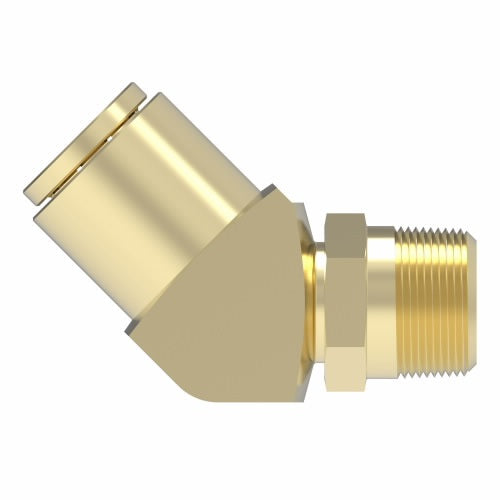 1880X6S by Danfoss | Quick Connect Air Brake Adapter | Male Connector 45° Elbow Swivel | 3/8" Tube OD x 1/4" Male NPTF | Brass