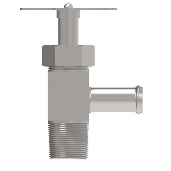 211280A by Danfoss | Drain Cock | Male Pipe Drain | 90° Elbow | 5/8" Hose Barb x 3/8" Male NPTF | Steel