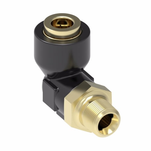 217-43404-03 by Danfoss | Quick Connect Air Brake Adapter | Q-CAB Connection to Male Pipe 90° Elbow | 1/4" Tube OD x 1/4" Male Pipe | Composite & Brass