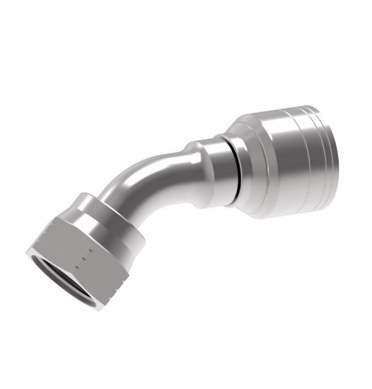 32710E-690 Weatherhead by Danfoss | 327 'E' Series | Female 37° JIC Swivel Tube 45° Elbow Crimp Fitting | -10 Female 37° JIC Swivel x -10 Hose Barb | Steel