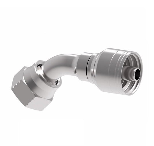 32710E-690 Weatherhead by Danfoss | 327 'E' Series | Female 37° JIC Swivel Tube 45° Elbow Crimp Fitting | -10 Female 37° JIC Swivel x -10 Hose Barb | Steel