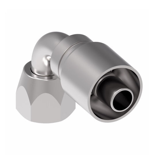 32708E-668 Weatherhead by Danfoss | 327 'E' Series | Female 37° JIC Swivel Tube 90° Elbow Crimp Fitting | -08 Female 37° JIC Swivel x -08 Hose Barb | Steel