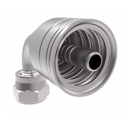 32712E-672 Weatherhead by Danfoss | 327 'E' Series | Female 37° JIC Swivel Tube 90° Elbow Crimp Fitting | -12 Female 37° JIC Swivel x -12 Hose Barb | Steel