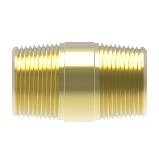 3326X4 by Danfoss | Pipe Adapter | Close Nipple | 1/4" Male NPTF x 1/4" Male NPTF | Brass