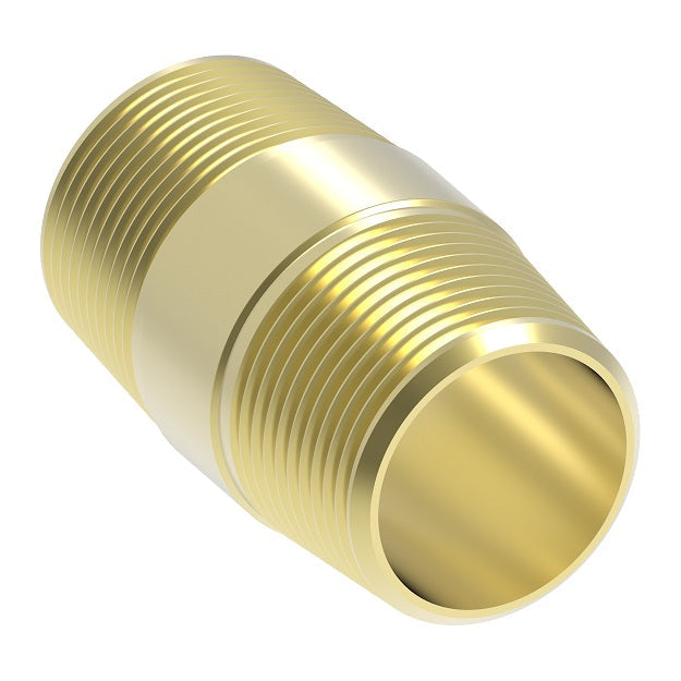 3326X2Z by Danfoss | Pipe Adapter | Close Nipple (with Sealant) | 1/8" Male NPTF x 1/8" Male NPTF | Brass